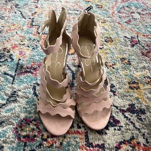 Jessica Simpson, open toe, zip back heels